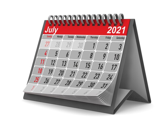 2021 année. Calendrier pour juillet.