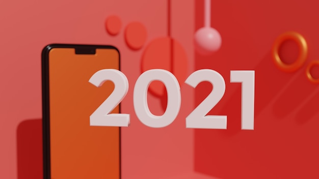 2021 bonne année fond d'écran 3D