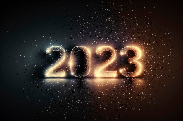 2023 avec des lumières floues en arrière-plan