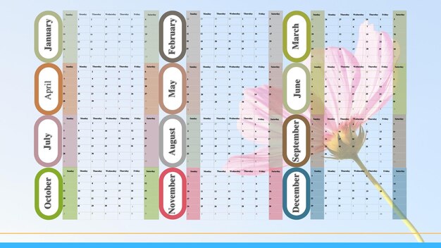 Photo 2024 calendrier fleurs avec notes 1b