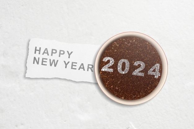 2024 dans une tasse à café Bonne année 2024