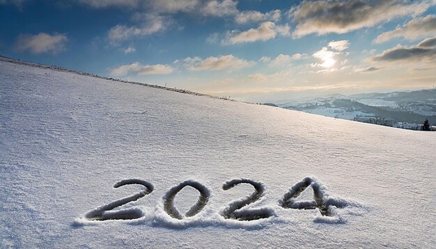 2024 écrit dans la neige