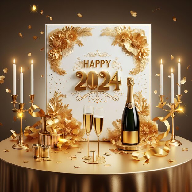 Photo 2024 kickstart un plan pour un meilleur vous fêtez avec du champagne