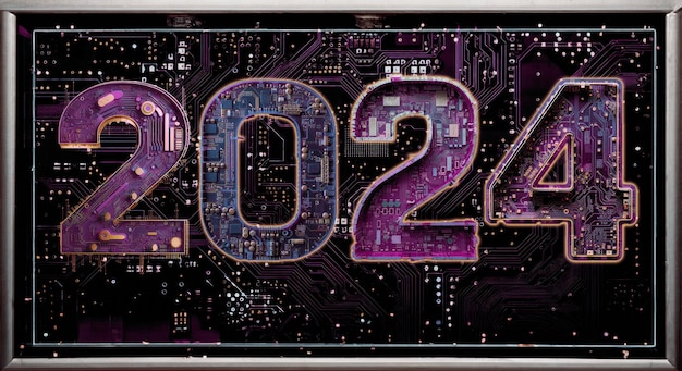 2024 nouvelle année concept de technologie numérique ordinateur et intelligence artificielle IA pour 2024 style de vie sans tache