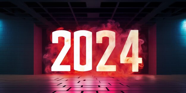 2024 texte rouge lumineux