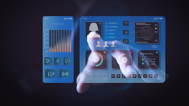 2025 Analyste graphique travaillant avec la stratégie de technologie de transformation numérique Business Concept Analysis et système de gestion des données sur ordinateur faire un rapport avec KPI connecté à la base de données