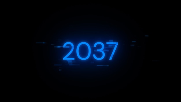 2037 texte avec effets d'écran de problèmes technologiques