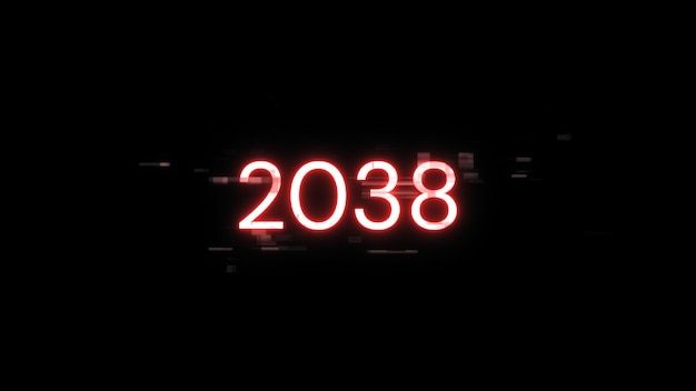 2038 texte avec effets d'écran de problèmes technologiques