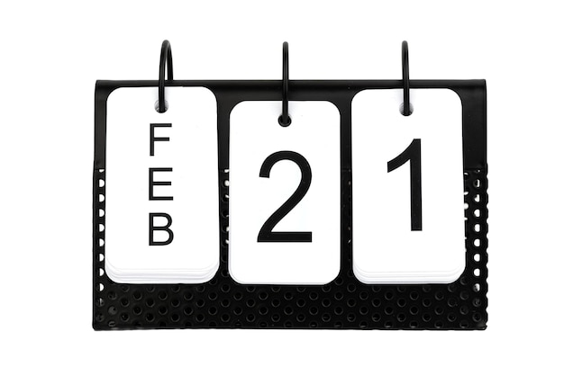 21 février - date sur le calendrier en métal