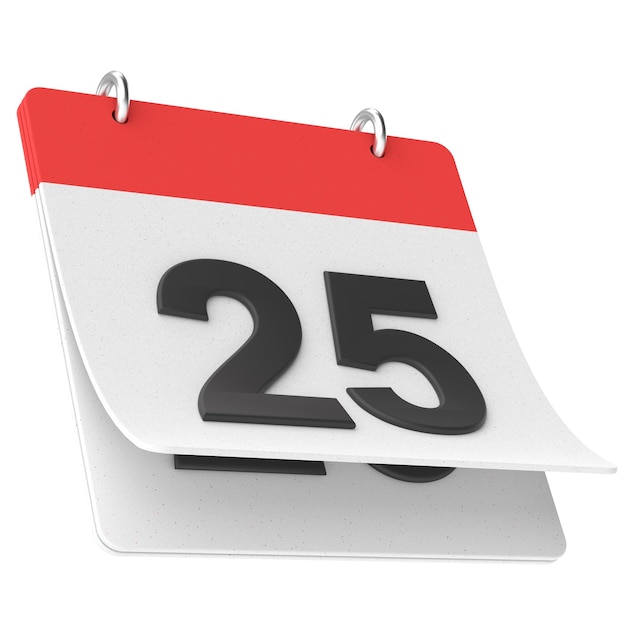 25 Vingt-cinquième jour du mois Calendrier 3D illustration