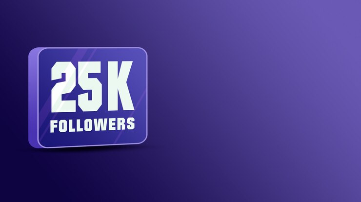Photo 25k followers sur les réseaux sociaux, glass 3d