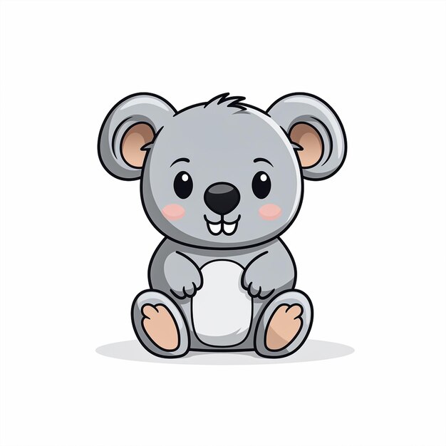 2d dessin animé mignon koala animal dessin animé 2d avec des contours nets sur fond blanc