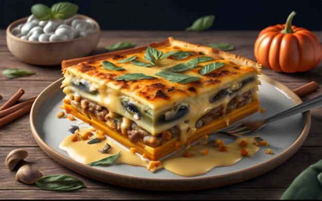 Photo 3 fromages butternut squash et champignons lasagne