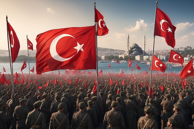 Photo 30 août célébration de la victoire et la fête nationale en turquie 101 ans