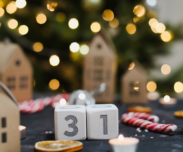 31 décembre sur le calendrier Nouvel an et concept de Noël