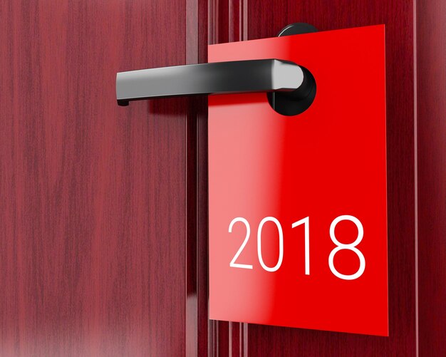 3d 2018 signe sur la poignée de porte, nouvel an