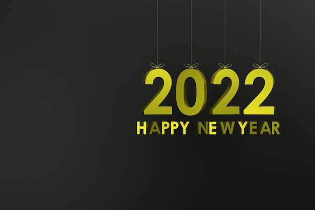 3D. 2022 suspendu avec une corde Concept Bonne année et Noël. fond noir rouge