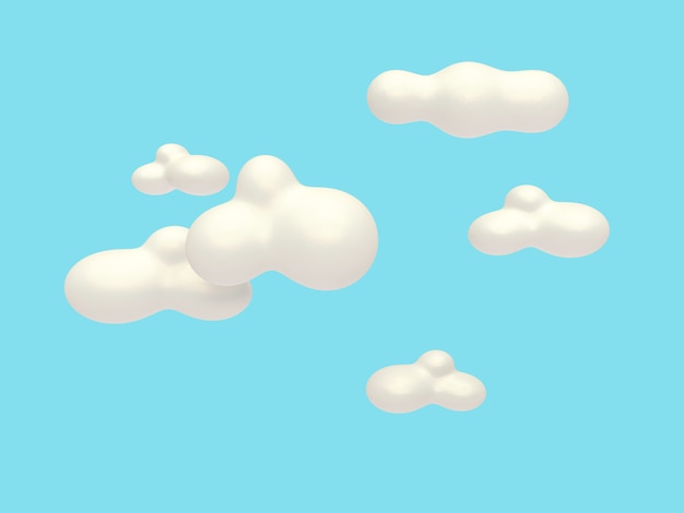 3d abstrait bleu ciel nuage style de bande dessinée de fond rendu 3d