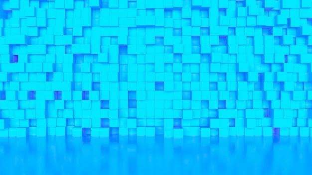 Photo 3d abstrait cubique en couleur bleue