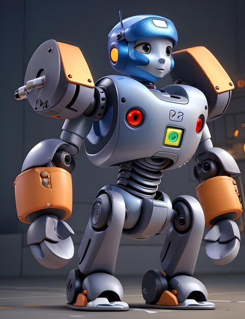 3d animé adorable robot mignon et futuriste animal de compagnie ou image d'aide fond d'écran affiche de film dessin animé