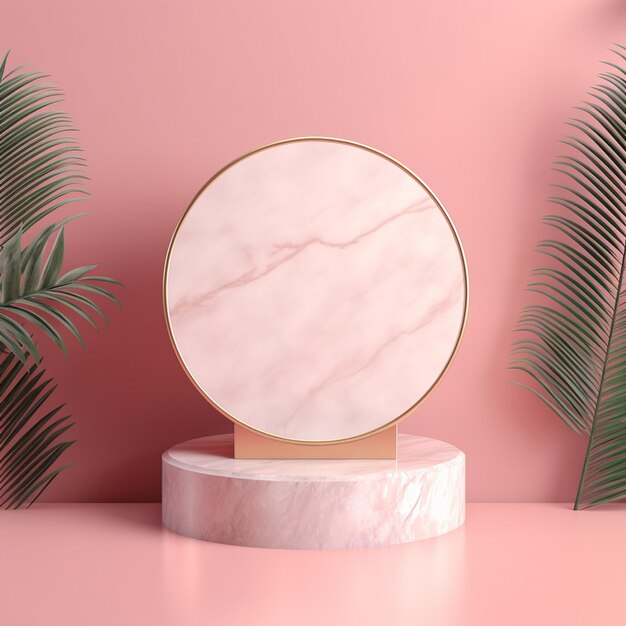 3D beau podium rond rose généré par l'IA