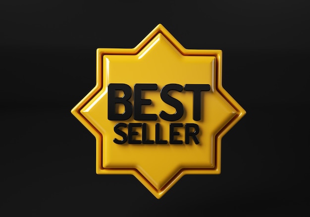 3D Best Seller Badge Logo Design mot Best Seller Award Symbole Emblème Icône Étiquette ou autocollant