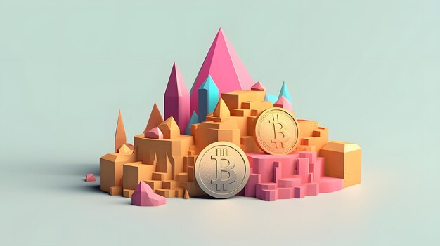 3d bitcoin Cryptocurrency numérique Monnaie d'or avec le symbole du bitcoin