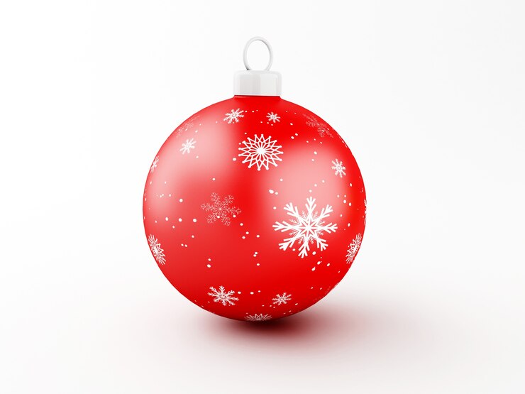 Photo 3d boule de noël rouge.