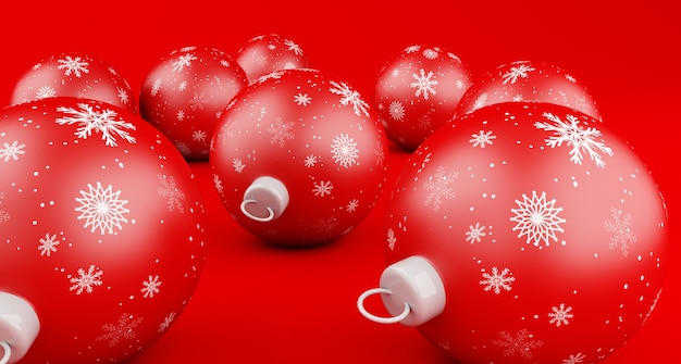 3D boules de Noël rouges.