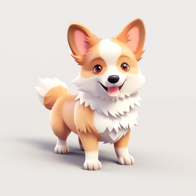 3d chien corgi drôle Illustration mignonne isolée sur fond blanc