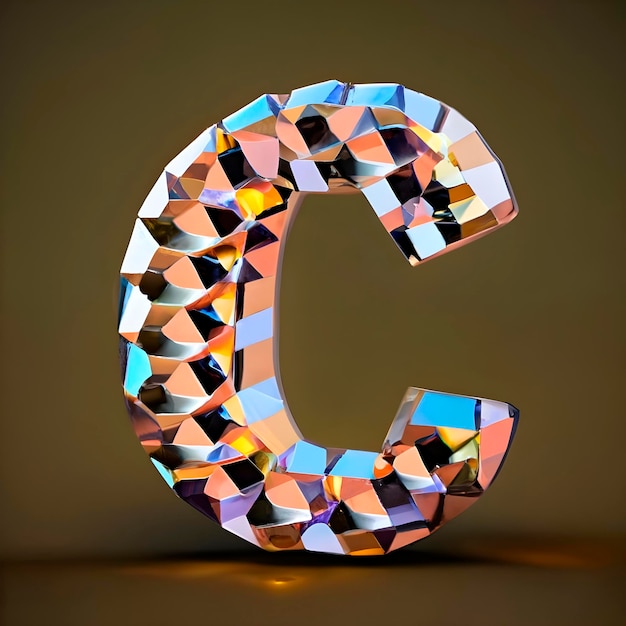 3D cristal C lettre ai généré