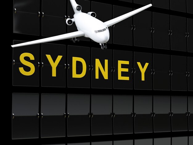 3d départs de l&#39;aéroport en Australie. Voyage à Sydney