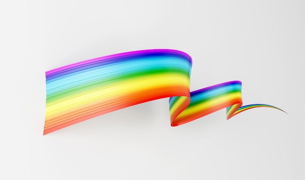 3d, drapeau, de, arc-en-ciel, 3d, ondulé, brillant, arc-en-ciel, ruban, isolé, blanc, fond, 3d, illustration