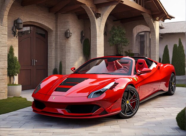 Photo 3d ferrari car wait new house