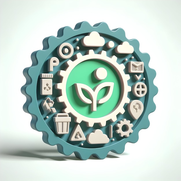 3d Flat Icon EcoLabel Concept de certification Insignes et autocollants pour les produits respectueux de l'environnement