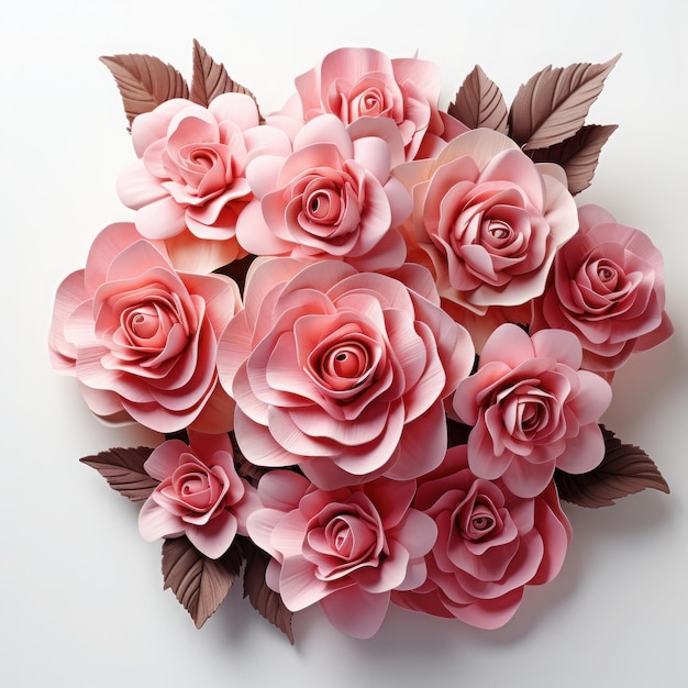 3d fleur rose Clipart 3d rose fleur Sublimation Clipart fleurs roses généré par AI