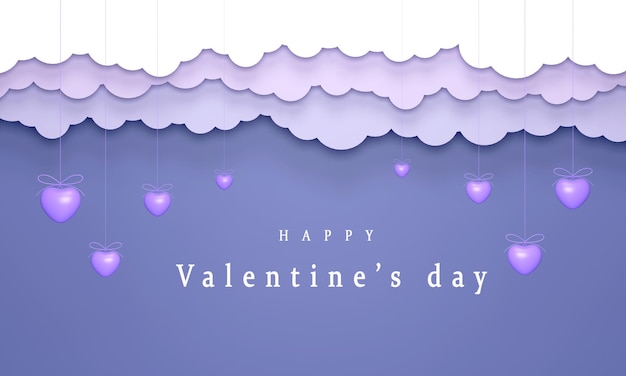 3D. Fond de Saint Valentin avec coeur violet suspendu. banners.concept lesbienne et gay