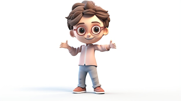 3D garçon mignon personnage de dessin animé ai généré