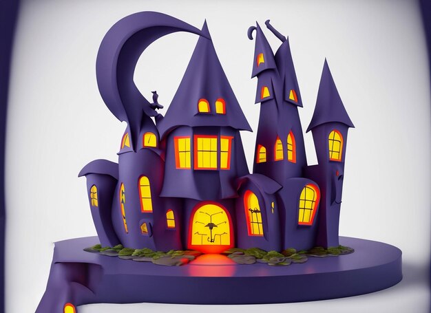 3d Halloween dont la maison arrière-plan blanc