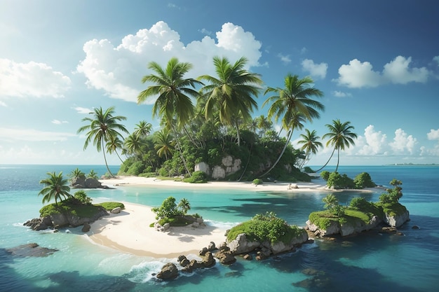 3d île de palmiers tropicaux