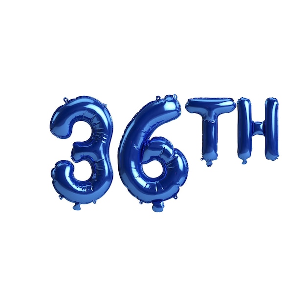 3d illustration de 36e ballons bleus isolés sur fond blanc