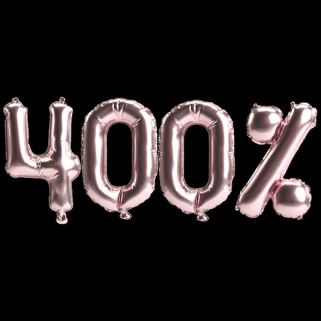 3d illustration de 400 pour cent de ballons roses isolés sur fond