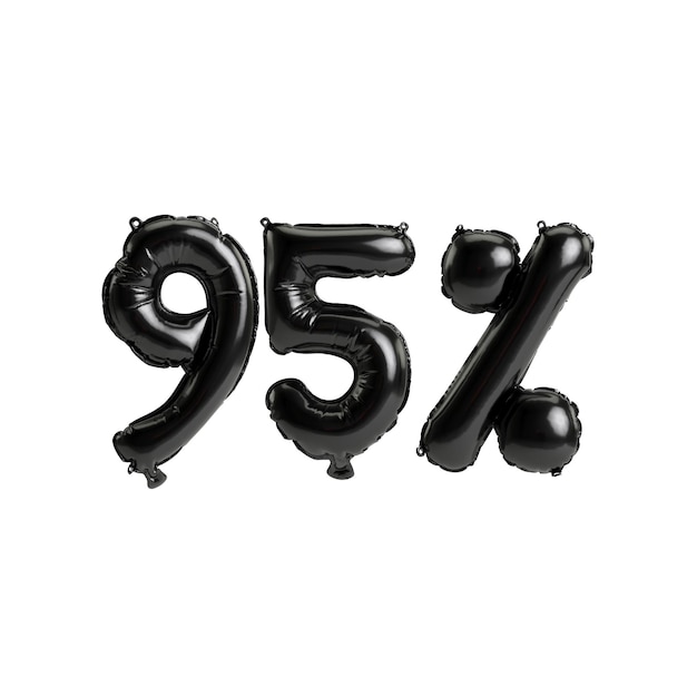 3d illustration ballons noirs forme 95 isolé sur fond blanc