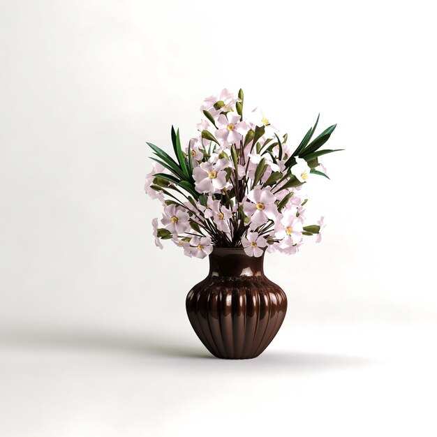 3d illustration de décoration de vase à fleurs isolé sur fond blanc