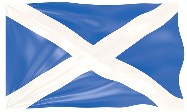 Photo 3d illustration d'un drapeau ondulant de l'ecosse