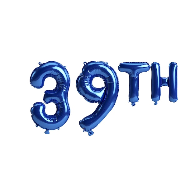 3d illustration du 39e ballons bleus isolés sur fond blanc