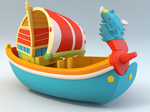 Photo 3d illustration du bateau jouet pour enfants