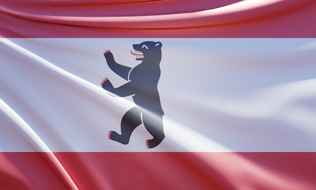 3d illustration du drapeau de berlin sur tissu ondulé