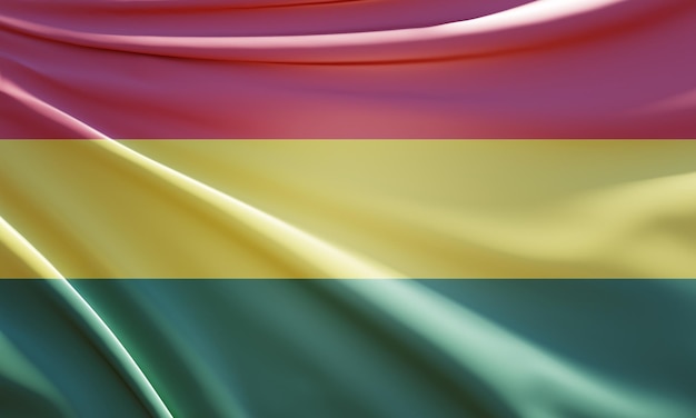 3d illustration du drapeau de la bolivie sur tissu ondulé