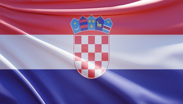 3d illustration du drapeau de la croatie sur tissu ondulé